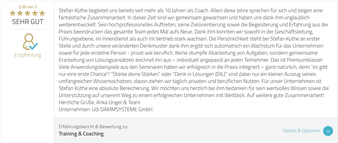 Erfahrung zu Firmentrainer Stefan Küthe